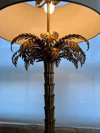 Beautiful and rare pair of 1950’s Warren Kessler (attr) Gilded Palm Tree Table Lamp, Studio Sonja Milan, Chicago, IL