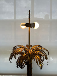 Beautiful and rare pair of 1950’s Warren Kessler (attr) Gilded Palm Tree Table Lamp, Studio Sonja Milan, Chicago, IL