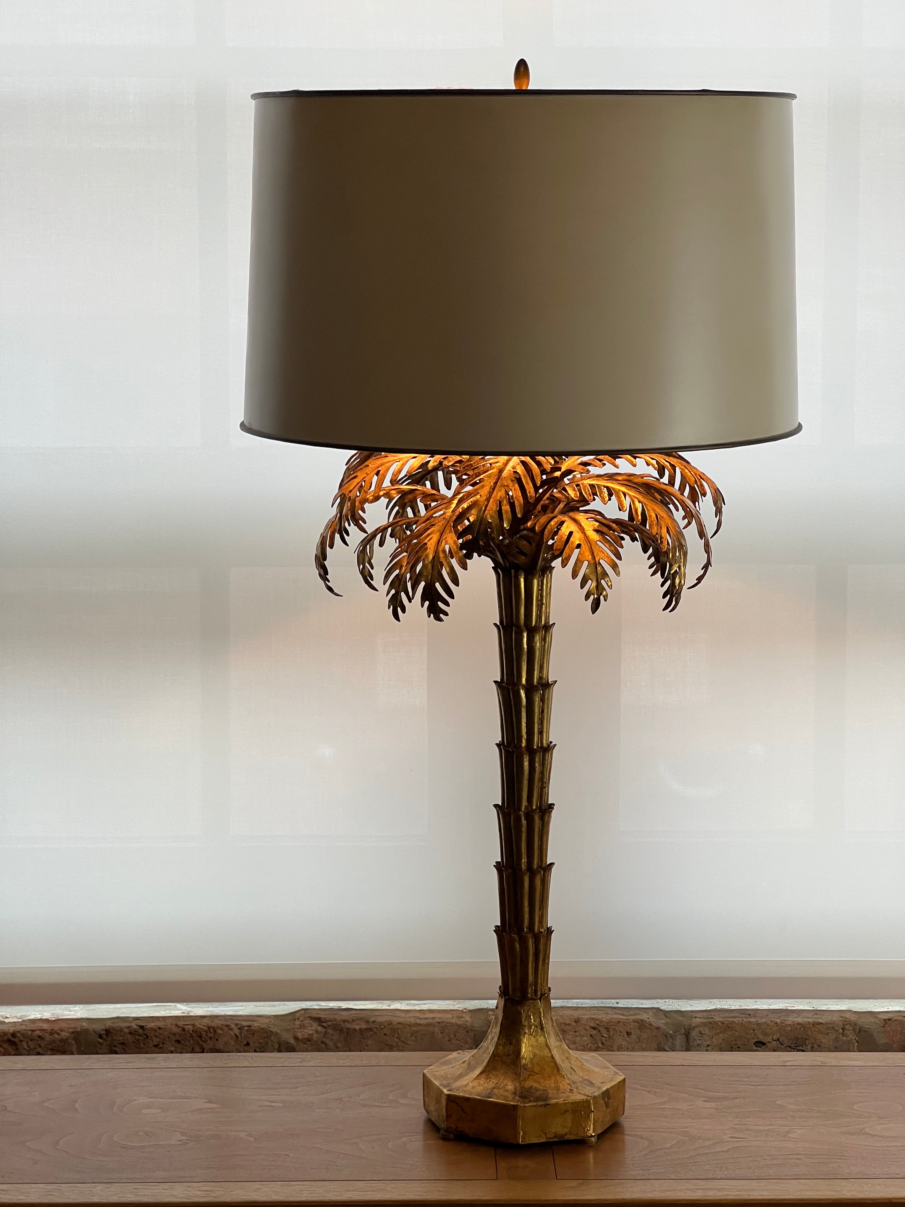 Pair of 1950 s Gilt Palm Tree Lamps attributed to Warren Kessler SOLD