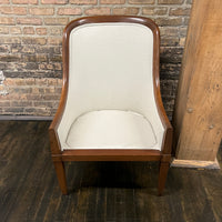 Pair of 1940's Spoon Back Lounge Chairs with Walnut Frames