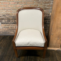 Pair of 1940's Spoon Back Lounge Chairs with Walnut Frames