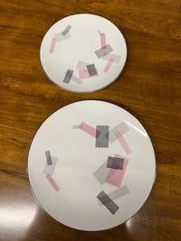 Noritake dinner service for 8 - pattern is number 1357. It has a pink and black pattern - very retro. The set was initially for 12...but as pieces were lost over the years there are now only 9 full sets plus a few extra pieces.  Studio Sonja Milan, Chicago, IL