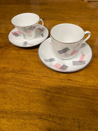 Noritake dinner service for 8 - pattern is number 1357. It has a pink and black pattern - very retro. The set was initially for 12...but as pieces were lost over the years there are now only 9 full sets plus a few extra pieces.  Studio Sonja Milan, Chicago, IL