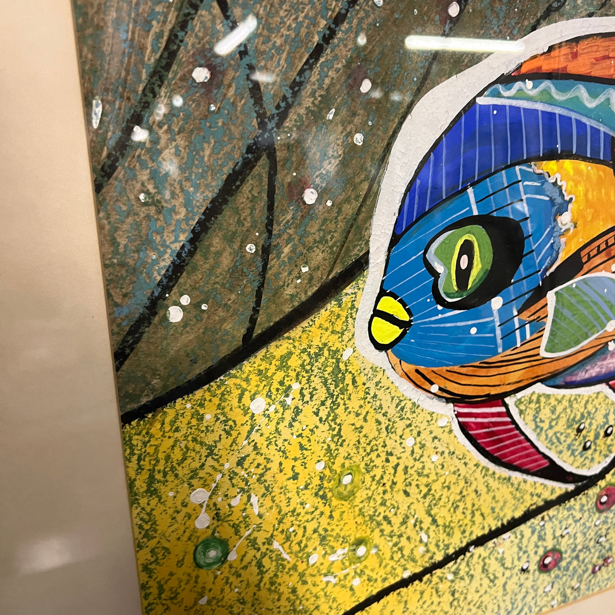 Framed original painting by Ethel Cohen of a colorful tropical fish. &nbsp;Painting sits under glass and mat (cream colored). &nbsp;