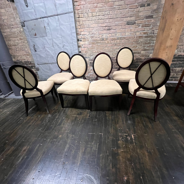 An impressive set of 6 X Back dining chairs designed by Barbara Barry for Baker.   These are super solid, highly quality dining chairs.  Chicago, IL, Studio Sonja Milan