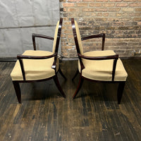 A set of 2 X back dining chairs with arms designed by Barbara Barry for Baker. These chairs are still in production today (and sell for between $3K - $4K per chair). Chicago, IL Studio Sonja Milan