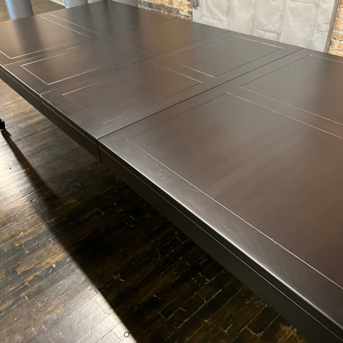 A refinished extension table that Michael Taylor designed for Baker Furniture.  This table starts out as a rectangle but with three impressive leaves it can extend to 122".  It was part of the Far East Collection he did for Baker. Chicago, IL Studio Sonja Milan