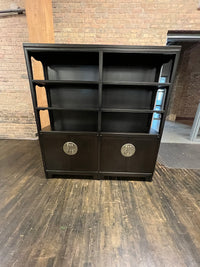 Display Cabinet from  Michael Taylor's Far East Collection for Baker.  Espresso stained, Newly refinished.  Chicago, IL Studio Sonja Milan