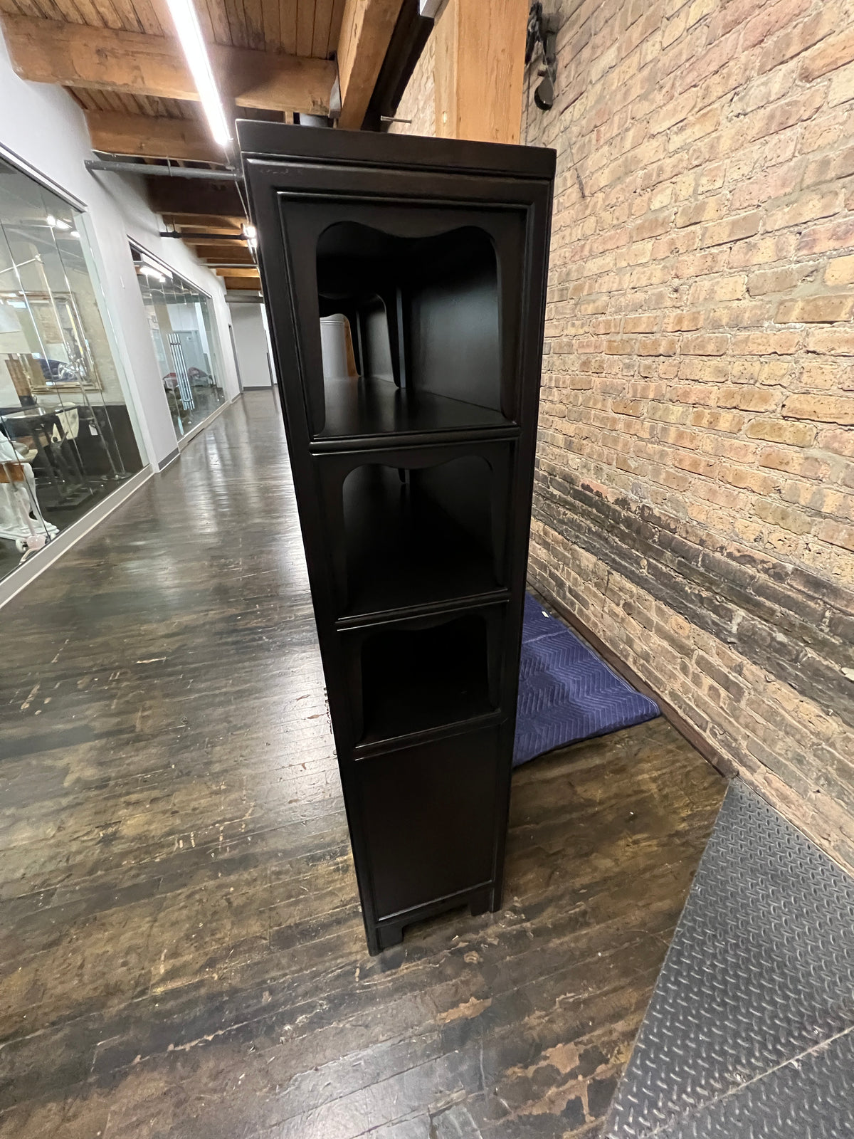 Display Cabinet from  Michael Taylor's Far East Collection for Baker.  Espresso stained, Newly refinished.  Chicago, IL Studio Sonja Milan