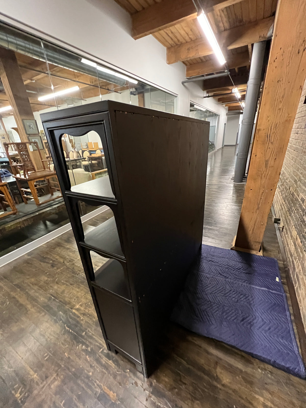 Display Cabinet from  Michael Taylor's Far East Collection for Baker.  Espresso stained, Newly refinished.  Chicago, IL Studio Sonja Milan