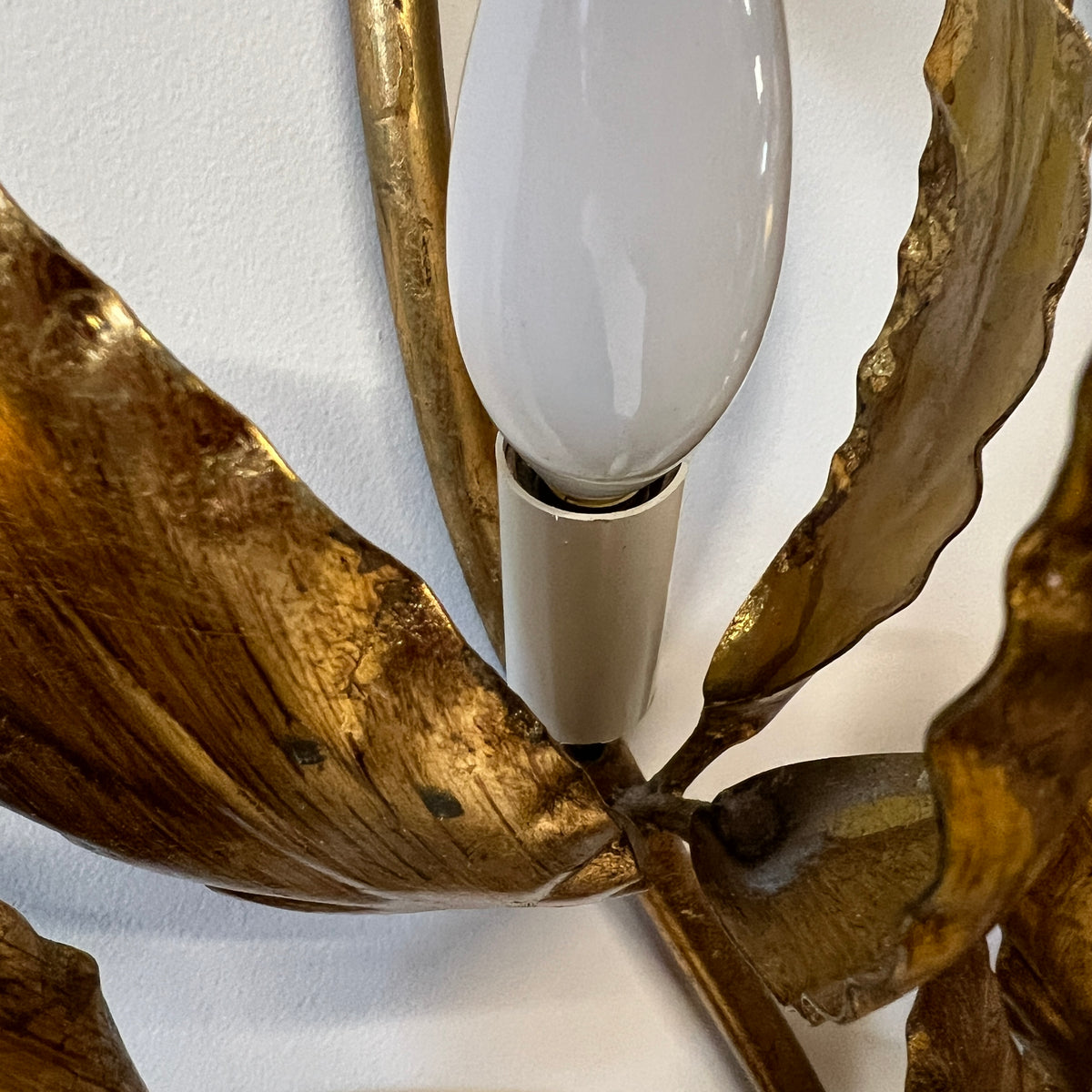 Monumental Mid-Century Hollywood Regency Gilded Wall Sconce By Hans Kogl