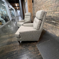 freshly reupholstered pair of 1950's lounge chairs attributed to Edward Wormley for Dunbar.  Studio Sonja Milan, Chicago, IL