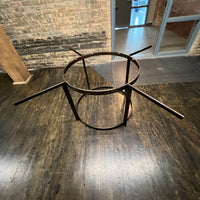 Stunning and impressive solid bronze dining table on an open pedestal base with red lacquer table top.  78" round.  Chicago, IL Studio Sonja Milan