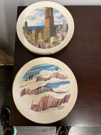 A complete set of collector plates from Continental Bank in the 1970s & 1980s.  They feature the art of Franklin McMahon. The plates show scenes from the City of Chicago. Studio Sonja Milan, Chicago, IL