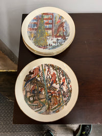 A complete set of collector plates from Continental Bank in the 1970s & 1980s.  They feature the art of Franklin McMahon. The plates show scenes from the City of Chicago. Studio Sonja Milan, Chicago, IL