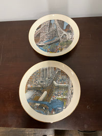 A complete set of collector plates from Continental Bank in the 1970s & 1980s.  They feature the art of Franklin McMahon. The plates show scenes from the City of Chicago. Studio Sonja Milan, Chicago, IL