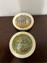 A complete set of collector plates from Continental Bank in the 1970s & 1980s.  They feature the art of Franklin McMahon. The plates show scenes from the City of Chicago. Studio Sonja Milan, Chicago, IL