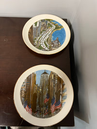 A complete set of collector plates from Continental Bank in the 1970s & 1980s.  They feature the art of Franklin McMahon. The plates show scenes from the City of Chicago. Studio Sonja Milan, Chicago, IL