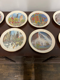 A complete set of collector plates from Continental Bank in the 1970s & 1980s.  They feature the art of Franklin McMahon. The plates show scenes from the City of Chicago. Studio Sonja Milan, Chicago, IL