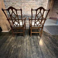Pair of George III Style Chinese Chippendale "Cockpen" Armchairs
