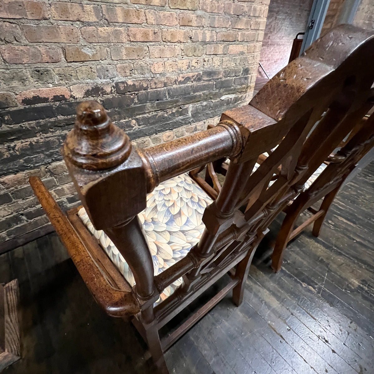 Pair of George III Style Chinese Chippendale "Cockpen" Armchairs