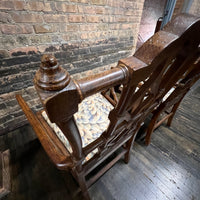 Pair of George III Style Chinese Chippendale "Cockpen" Armchairs