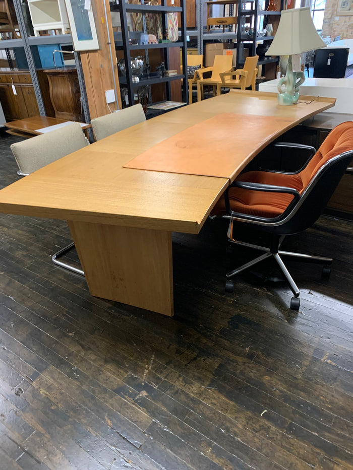 Stunning desk and credenza combo from Harvey Probber's "Inner Office" executive furniture line circa 1959. Custom order - teak. It has a graceful curve. Chicago