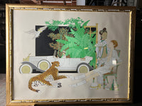 This is a lovely large limited edition framed lithograph by French artist, Philippe Henri Noyer in his signature surrealist/modernist style. It is titled "White Rolls Royce".  45/150 Studio Sonja Milan Chicago,  IL