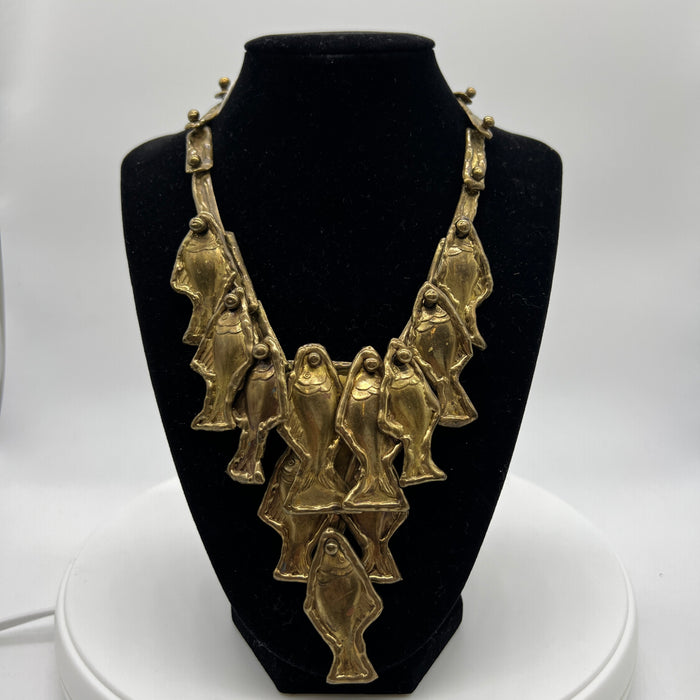 Brutalist necklace with fish by Pal Kepenyes.  Chicago, IL, Studio Sonja Milan