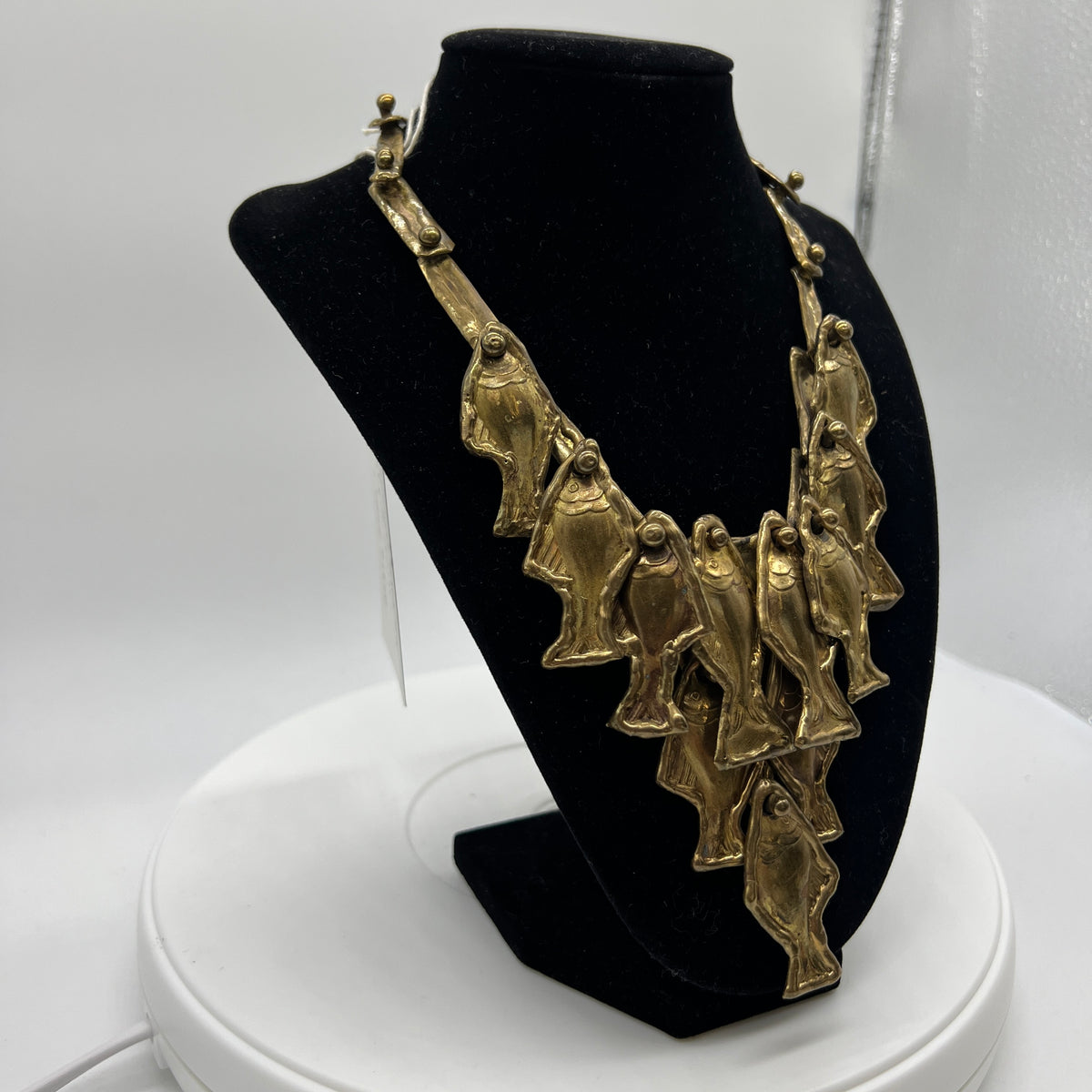 Brutalist necklace with fish by Pal Kepenyes.  Chicago, IL, Studio Sonja Milan