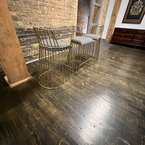 Set of 3 Smoked Brass Bride's Veil Counter Stools by Reza Feiz Phase Design