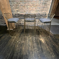 Set of 3 Smoked Brass Bride's Veil Counter Stools by Reza Feiz Phase Design