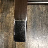 leather trim at base of table leg