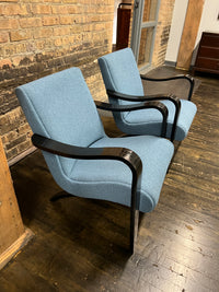 1930's Thonet bentwood lounge chair. The chair features bentwood arms and legs in black lacquer. The chair is solidly constructed and super comfortable