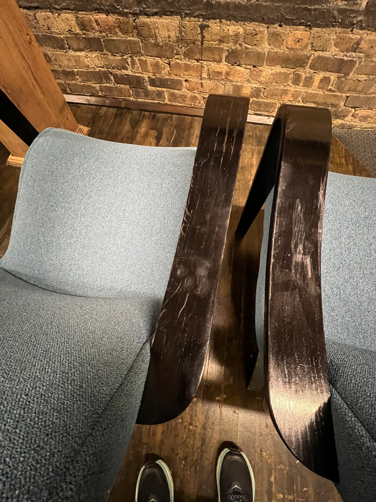 1930's Thonet bentwood lounge chair. The chair features bentwood arms and legs in black lacquer. The chair is solidly constructed and super comfortable