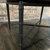 Kittinger Coffee Table, Faux Bamboo Base, dandelion incised top. walnut and black lacquer