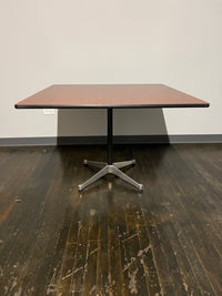 Square 1950s Herman Miller Square Contract Table with Walnut Laminate Top on Pedestal Base