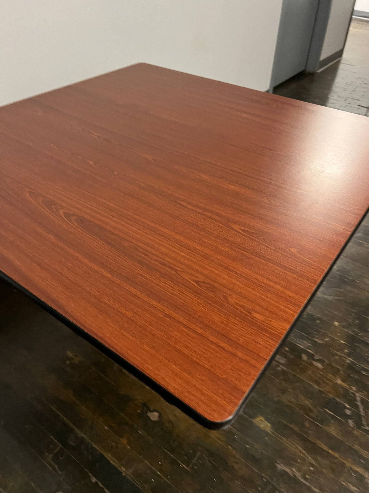 Square 1950s Herman Miller Square Contract Table with Walnut Laminate Top on Pedestal Base