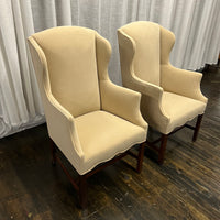 Pair of Reupholstered Mid-Century Slim Wingback Chairs, chicago, IL