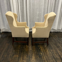 Pair of Reupholstered Mid-Century Slim Wingback Chairs, chicago, IL