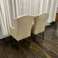 Pair of Reupholstered Mid-Century Slim Wingback Chairs, chicago, IL