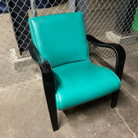 1930's Thonet bentwood lounge chair. The chair features bentwood arms and legs in black lacquer.  The chair is solidly constructed and super comfortable. 