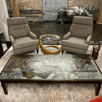 Philip and Kelvin LaVerne, Mid-Century, T'ang Marriage Coffee Table, Etched Bronze, USA c. 1965 Rare and important.  Studio Sonja Milan, Chicago, IL