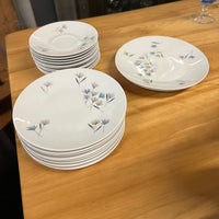 Rosenthal dessert service in Blutenspeil pattern; pink, yellow and blue flowers.