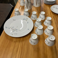 Rosenthal dessert service in Blutenspeil pattern; pick, yellow and blue flowers.
