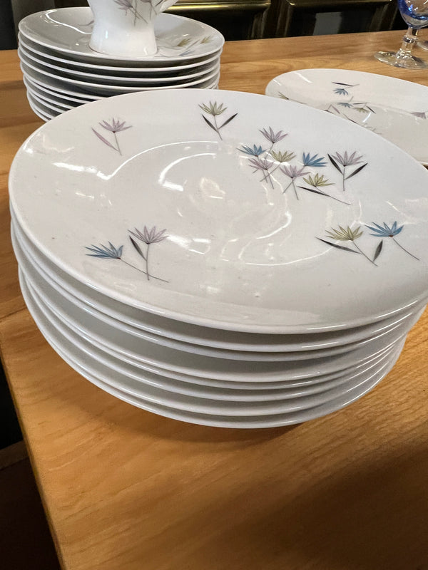 Rosenthal dessert service in Blutenspeil pattern; pink, yellow and blue flowers.