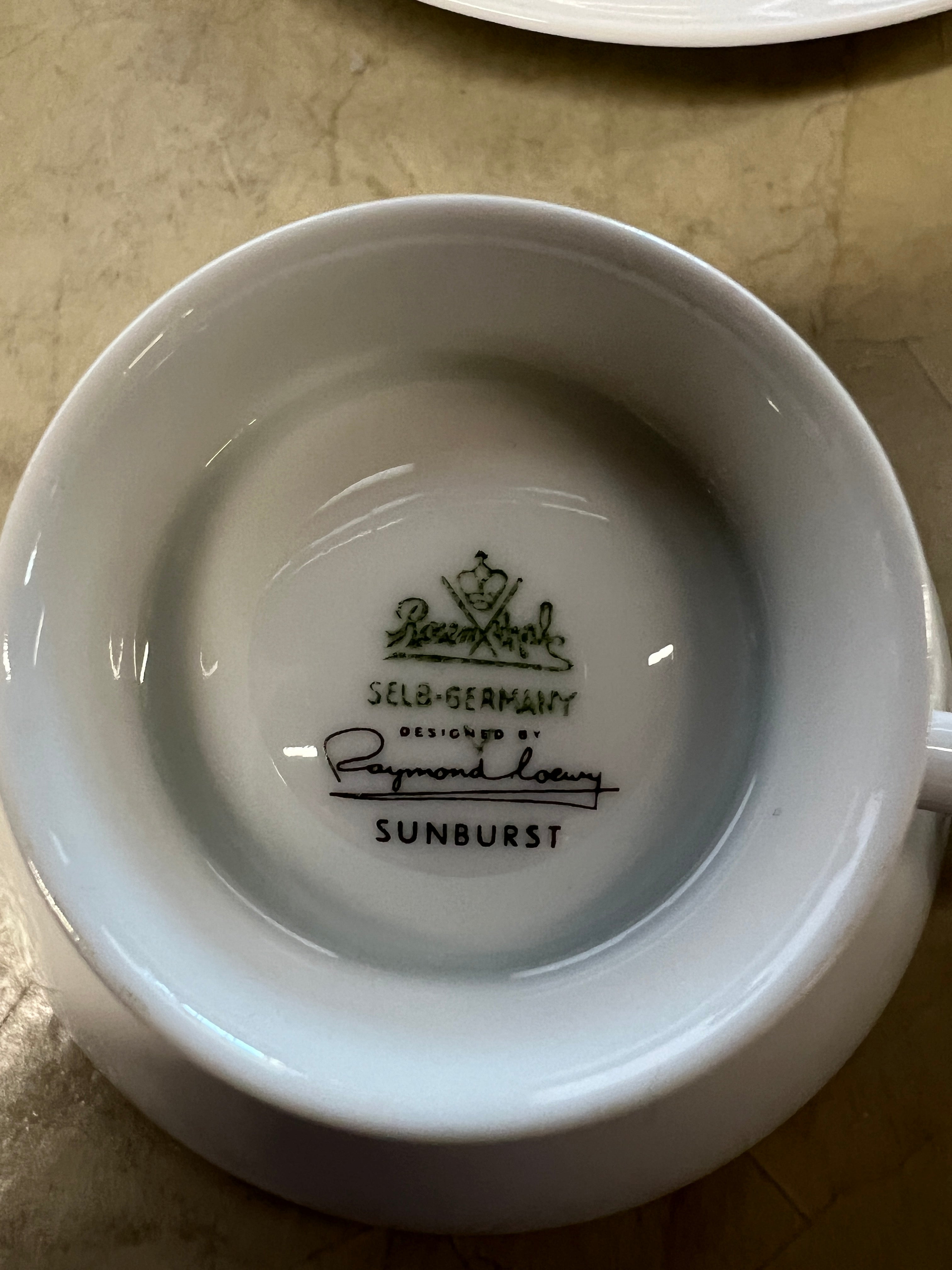 Rosenthal Mid Century Sunburst Dinner Service with Gold and Silver