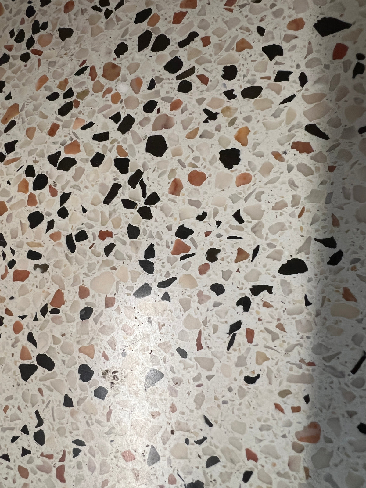 Mid-century black lacquer bench with 2 lovely inset terrazzo panels.  Attributed to Harvey Probber.  Chicago