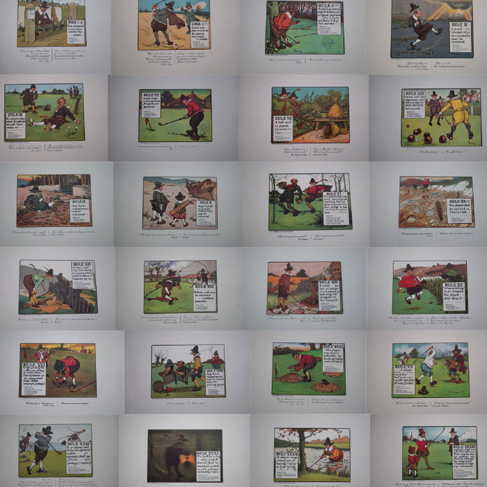 Complete Set of Charles Crombie's Rules of Golf Illustrations for Perrier (24 Prints) circa 1960