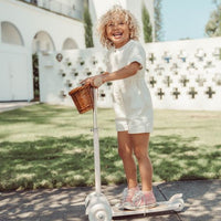 Banwood toddler scooter with wicker basket